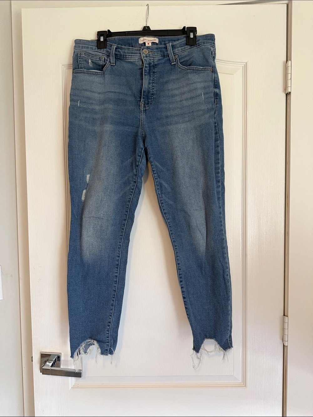 Lucky Brand Medium Blue Distressed Cropped Ankle Jeans